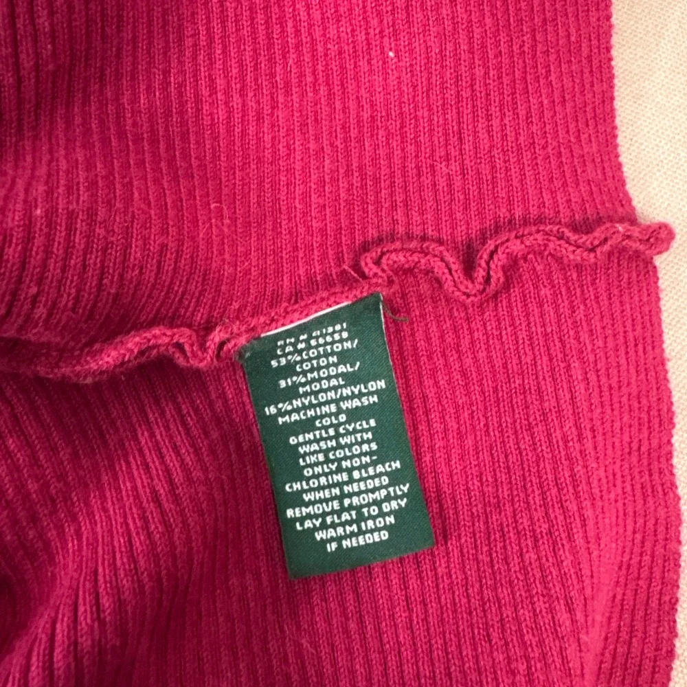 Lauren Ralph Lauren Sweater Women M Pink Ribbed Batwing‎ Cotton Blend Pullover